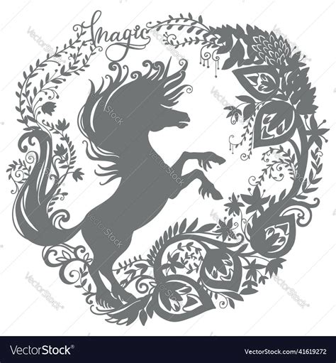 papercut  cricut unicorn template  royalty  vector