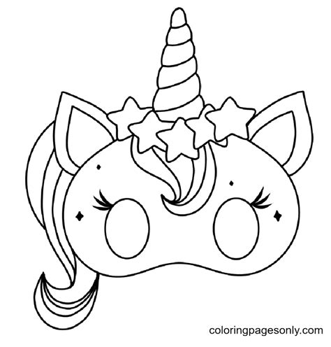 unicorn cat mask coloring page  printable coloring pages