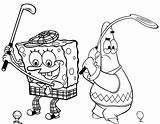 Spongebob Coloring Patrick Pages Golf Lovers Fun Star sketch template