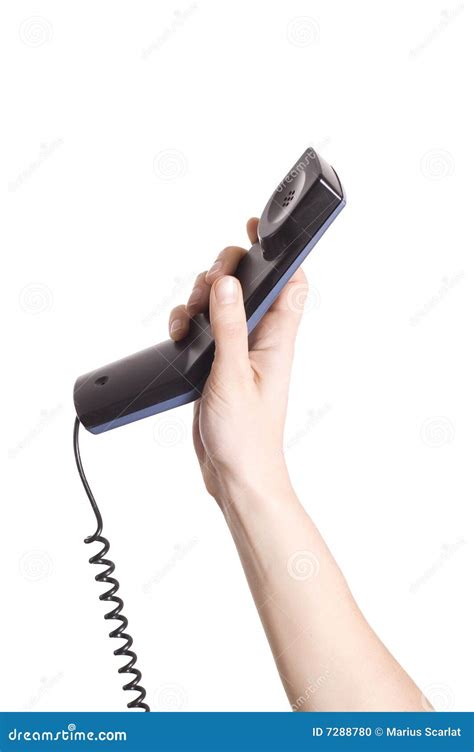 hand holding telephone receiver stock photo image