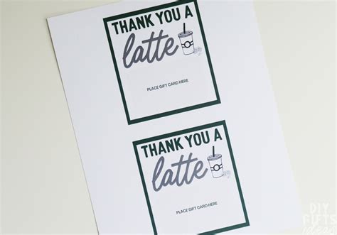 diy starbucks    latte gift  printable cards