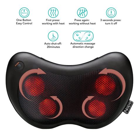naipo neck and back massager with heat massage pillow