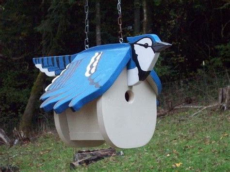 blue jay birdhouse  papapetewoodworks  etsy bird houses bird house kits unique bird houses