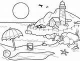 Coloring Pages Beach Printable Scene Summer Lighthouse Colouring Scenery Lamp Maine Seashore Pantai Mewarnai Gambar Color Book Sheets Sheet Kids sketch template