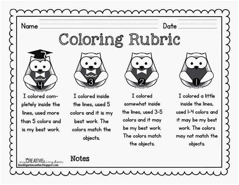 kindergarten rubrics  coloring rubric kindergartenklubcom