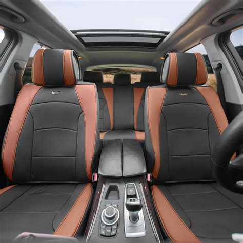 car suv truck leatherette seat cushion covers  seat full set seats black brown  beige dash