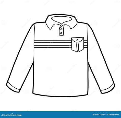 coloring book long sleeve polo shirt stock vector illustration