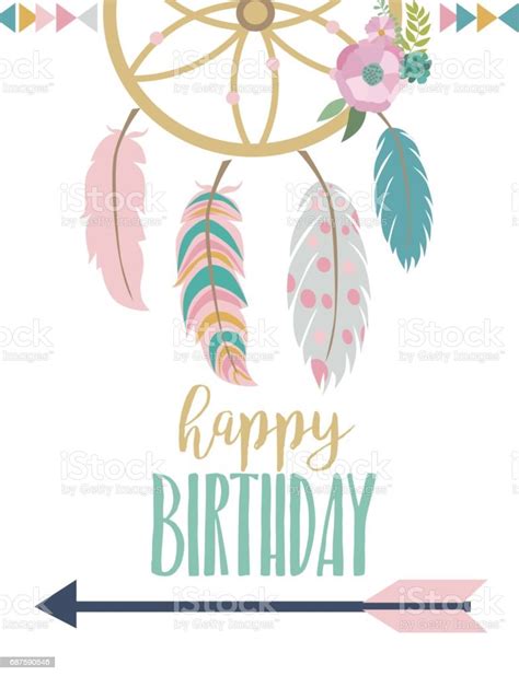 happy birthday card template  boho style stock vector art  istock