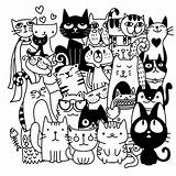 Cats Drawn Hand Funny Doodle Cute Vector Cat Freepik Doodles Premium Coloring Drawings Sketch sketch template