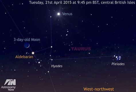 venus meets the moon in the eye of the bull astronomy now
