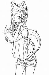 Anime Coloring Pages Neko Cute Cat Getcolorings Color Printable Fox sketch template