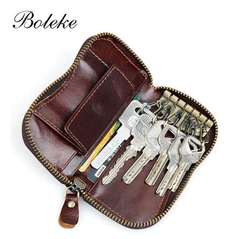 genuine leather car key wallets  men key holder housekeeper key organizer women keychain