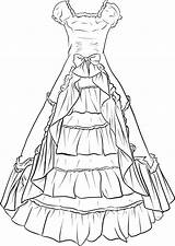 Dress Victorian Lineart Drawing Coloring Dresses Pages Anime Gown Drawings Women Ball Outfits Getdrawings Beautiful Search Print Ladies Choose Board sketch template