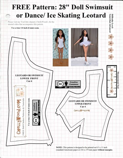 leotard or swimsuit front free printable pattern b for 28