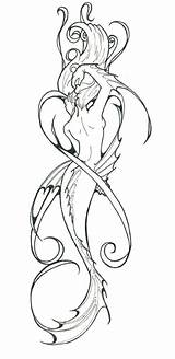 Mermaid Coloring Pages Mermaids Color Tattoo Drawing Drawings Designs Tattooed Little Adult Women Flowers sketch template