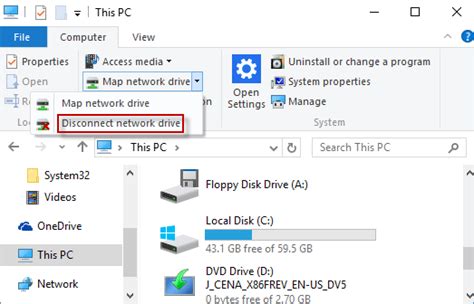 map  disconnect network drive  windows