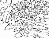 Colorir Floresta Fiume Foresta Paisagem Imprimir Paesaggio Florestas Natureza Dibuixos Bosque Matas Bosques Riacho Stampare sketch template