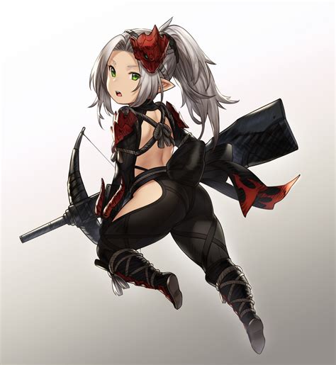 Safebooru 1girl Backless Outfit Black Sash Boots Bow Weapon