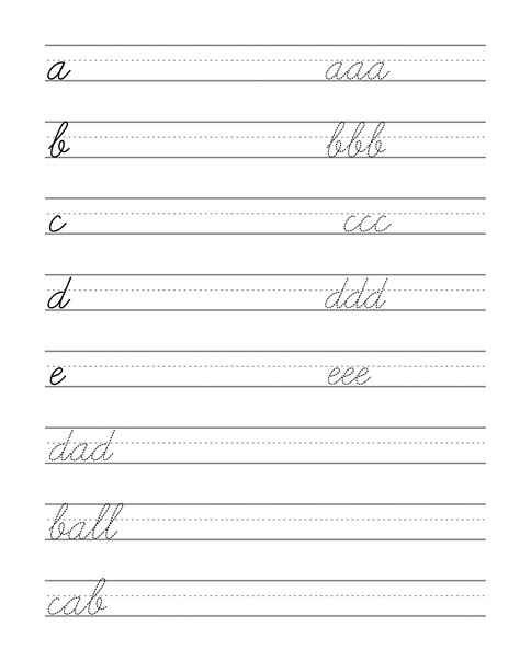 cursive letters  easy printable worksheet  practice style