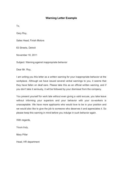 warning letter  employee template    letter template