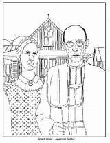 Coloring Gothic American Pages Famous Scream Beasts Poppy Sea Colouring Sheets Grant Wood Artist Artwork Handouts Worksheets Preview Print sketch template