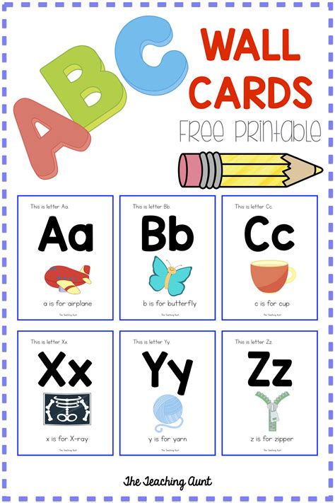 alphabet wall cards  teaching aunt alphabet wall cards