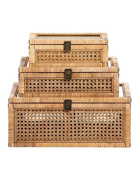 Heritage Rattan Box With Glass Lid 45x30cm Myer