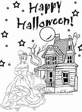 Halloween Coloring Princess Pages Disney sketch template