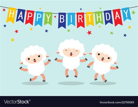 funny sheep sings song happy birthday   vector image