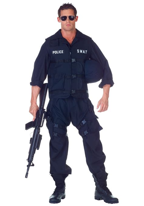 mens plus swat officer jumpsuit adult men s police officer costume idea
