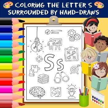 coloring  letter ss surrounded  hand draws alphabet  activity