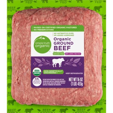 Simple Truth Organic™ 85 Lean Grass Fed Ground Beef 1 Lb Fry’s Food