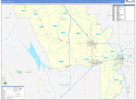 yolo county ca zip code wall map basic style  marketmaps mapsales