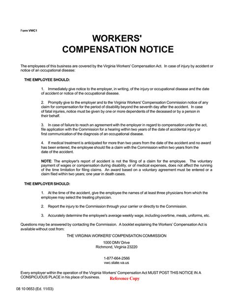 workers compensation notice
