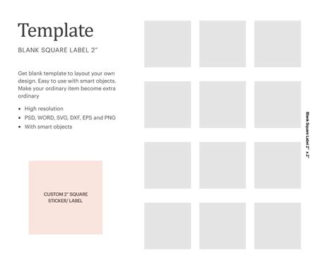 blank square label template multipurpose etsy
