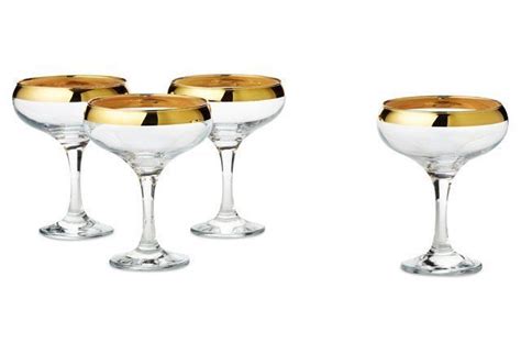 S 4 Gold Rim Champagne Glasses Champagne Glasses