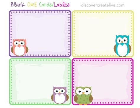 graphic monday blank owl cardslables owl card owl punch cards fox
