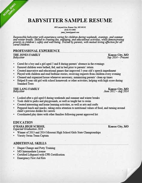 babysitter resume  writing guide resume genius