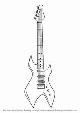 Guitar Drawing Electric Draw Step Instruments Musical Tutorials Drawingtutorials101 sketch template