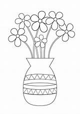 Vase Coloring Flowers Pages sketch template
