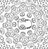 Pusheen Coloring Pages Cat Kawaii Donut Printable Donuts Unicorn Book Pattern Print Sheets Nyan Rocks Color Desert Colouring Info Kids sketch template