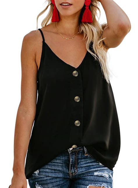 blencot women s button down v neck strappy tank tops loose casual