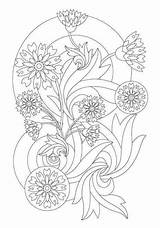 Embroidery Floral Colouring Swirl Pages sketch template