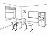 Classroom School Drawing Sketch Interior sketch template