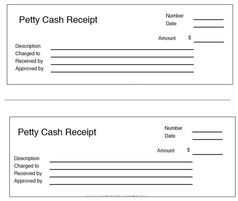 printable petty cash receipt template  printable templates