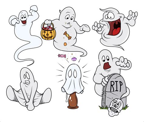 set  cartoon funny ghosts vector royalty  stock image storyblocks