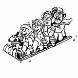 Coloring Pages Winter Sledding Color Sports Playing Printable Fun Toboggan Family Print sketch template