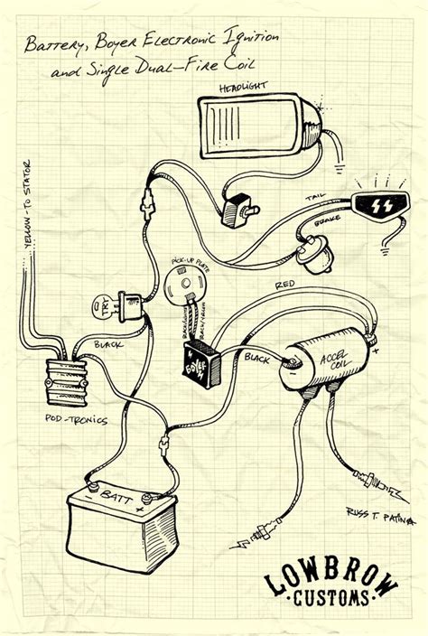 lowbrow customs motorcycle wiring diagram boyer electronic ignition  single dual fire coil