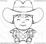Cowboy Sheriff Kid Clipart Cartoon Sitting Happy Coloring Cory Thoman Outlined Vector Regarding Notes sketch template