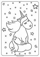 Unicorn Coloring Pages Cloud sketch template